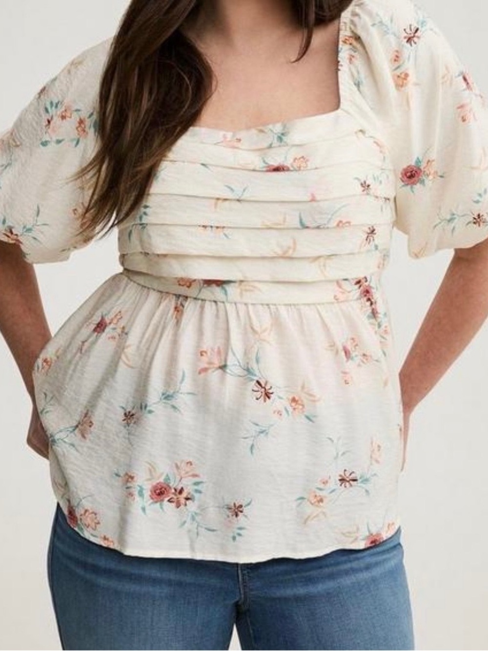 Torrid Cottagecore  Floral Babydoll Top Vintage Inspired Puff Sleeve NWT 3X